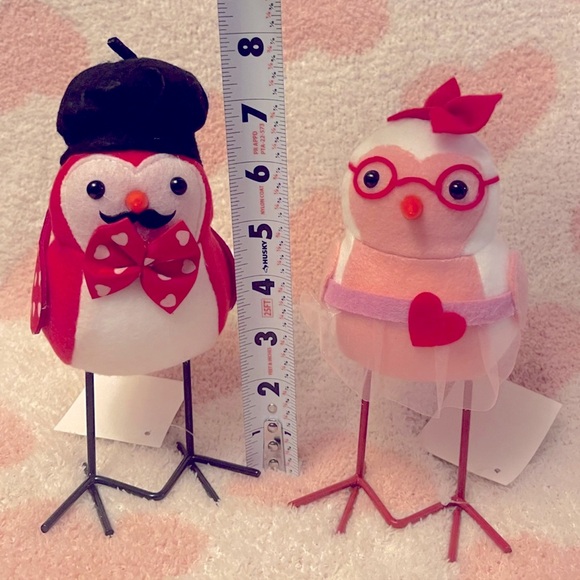 NWT Set of 2 Valentine's Day Felt Hearts Birds - Picture 2 of 8
